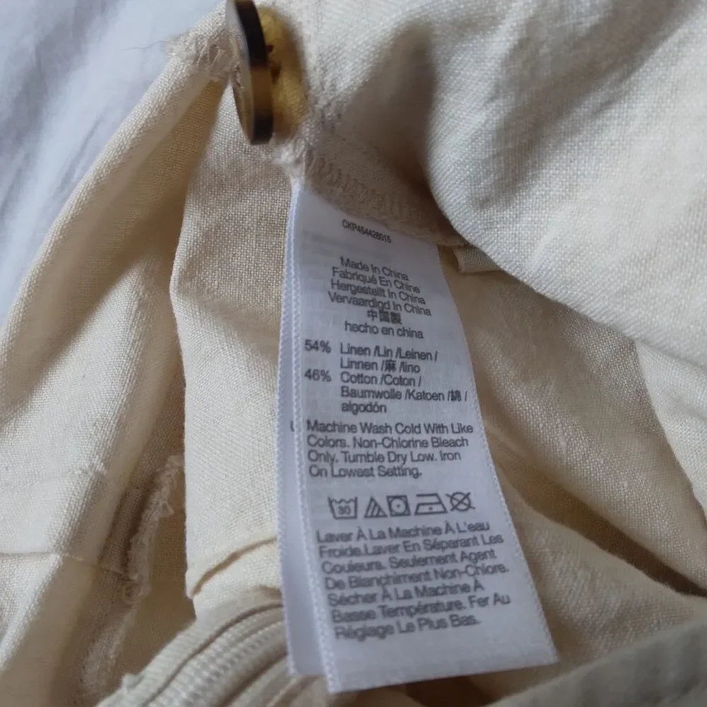 Madewell Linen Blend Jumpsuit Romper Button Front Ivory Boho Womens Size 0 - Picture 9 of 13